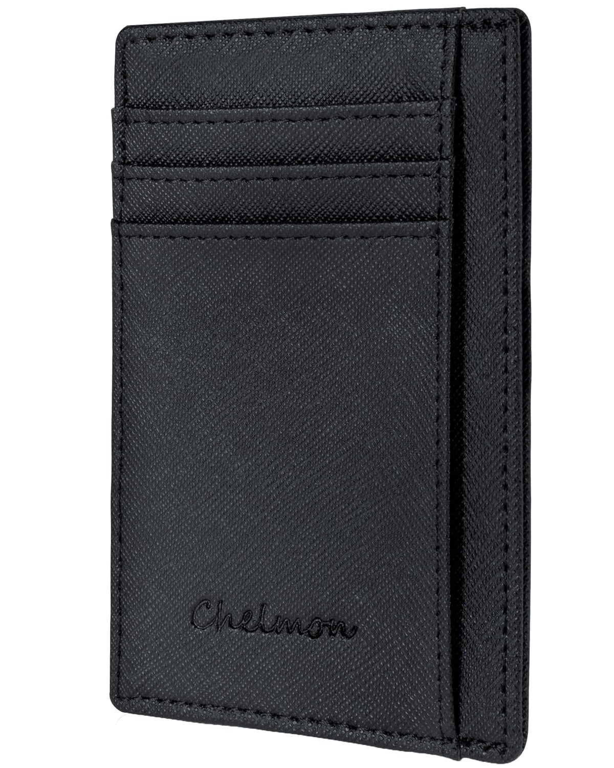 Chelmon Slim Wallet for Men, Minimalist Front Pocket RFID Blocking Credit Card Holder, Black Cross