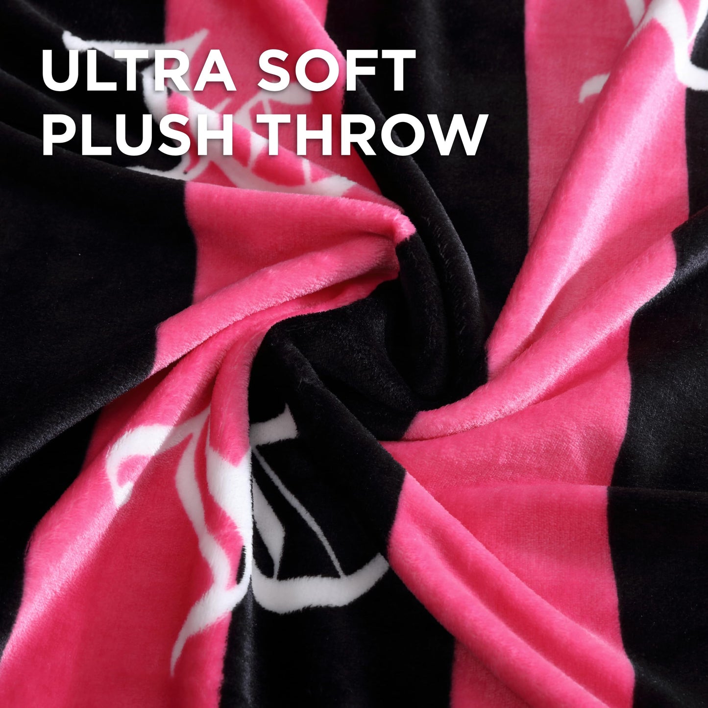 Juicy Couture Cabana Plush Hot Pink Striped 50"X70" Fuzzy Throw Blanket - Luxurious Microfiber Plush Blanket for Ultimate Comfort and Cozy Warmth