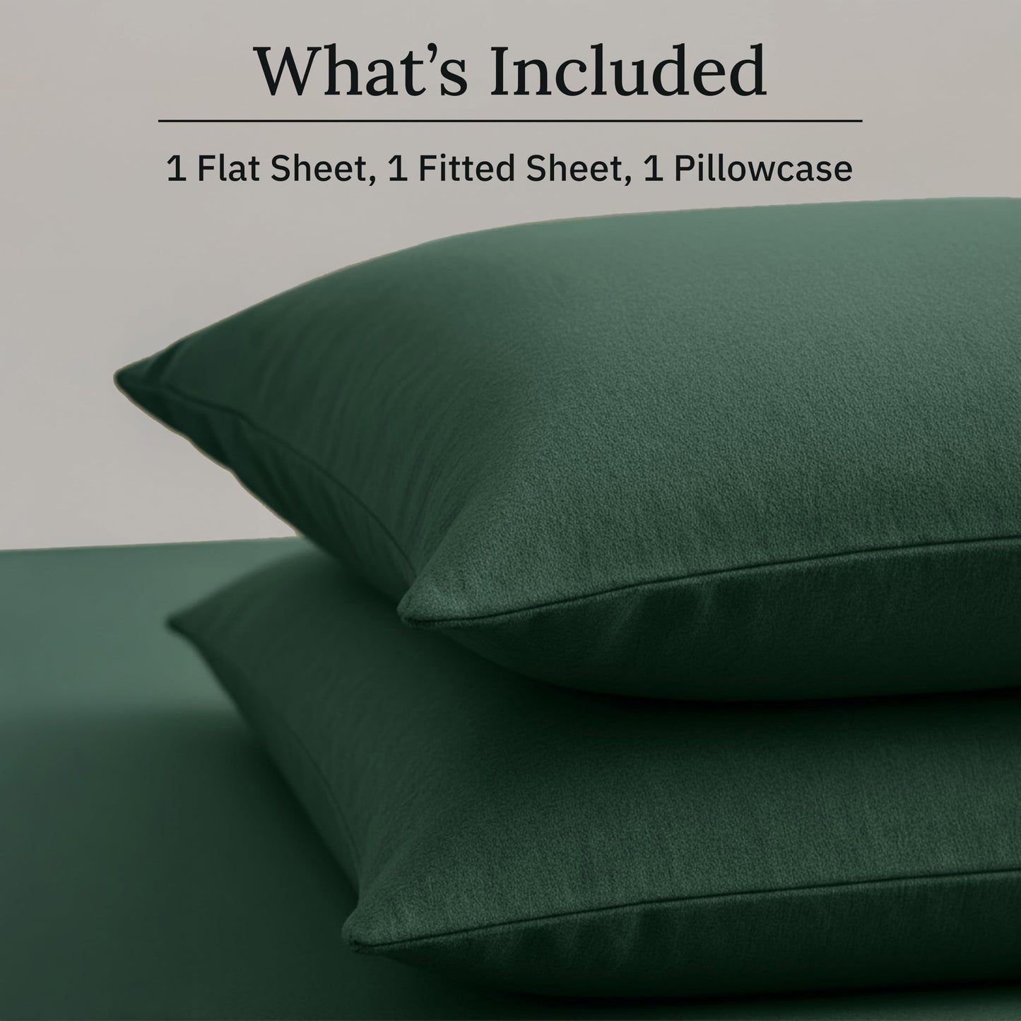 California Design Den Flannel Bed Sheets Twin Size Set - Made in Portugal 100% Cotton, Thick, Velvet Soft 3-Piece Twin Size Flannel Sheets Set, Triple-Brushed, Extra Deep Pockets - Dark Green