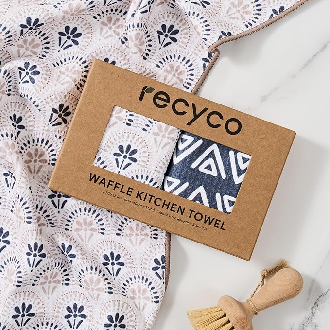 RECYCO Waffle Kitchen Towel Set of 2