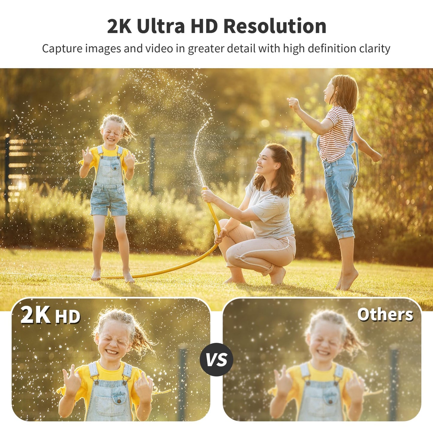 SEHMUA 2K Solar Security Cameras Wireless Outdoor, 2 Pack 360° View Pan/Tilt WiFi Security Camera Outside with Color Night Vision,Easy to Install, PIR Alarm, 2-Way Audio