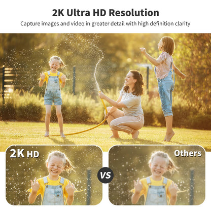 SEHMUA 2K Solar Security Cameras Wireless Outdoor, 2 Pack 360° View Pan/Tilt WiFi Security Camera Outside with Color Night Vision,Easy to Install, PIR Alarm, 2-Way Audio