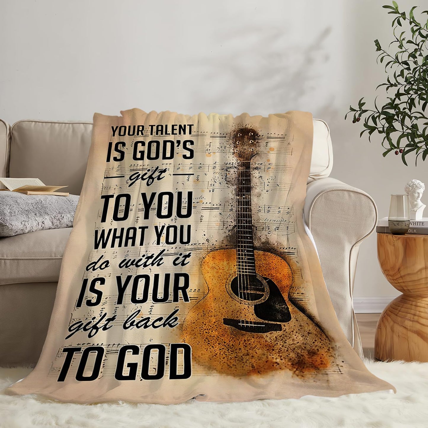Tijuboni Guitar Music Throw Blanket Guitar Gifts for Girls Boys Women Men Kids Adults Soft Flannel Fleece Blanket for Couch Sofa Bed Home Decor 40"x50"