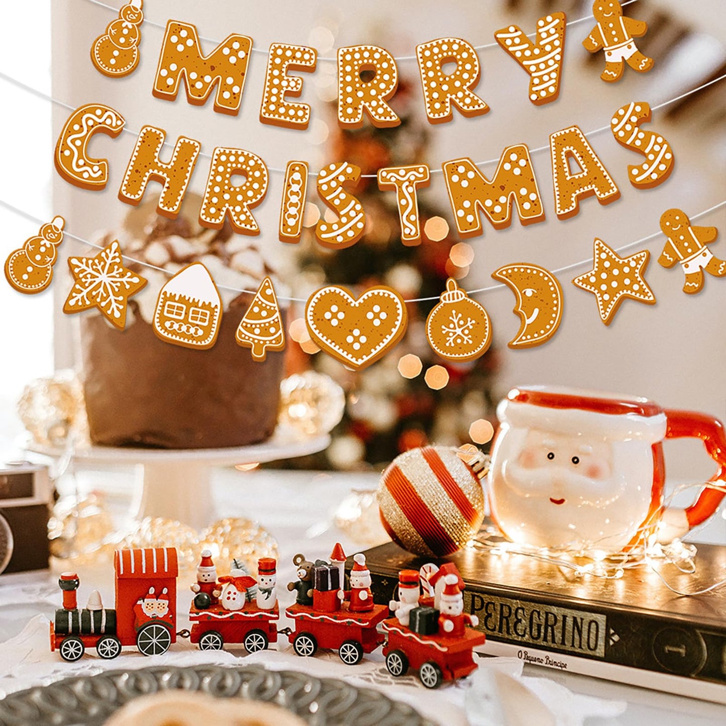 Merry-Christmas Holiday Party-Decorations Wall-Window Banners - 2pcs Fireplace Happy New Year Birthday Paper Streamers, Hanging Backdrop Decor Lasting Surprise