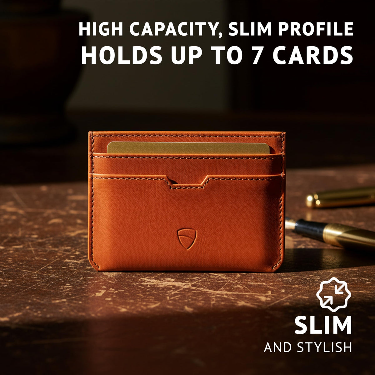 Vaultskin MOORGATE Slim Card Holder – Minimalist Leather Wallet with RFID Blocking, Front Pocket Credit Card Case for Men & Women (Chestnut Brown)