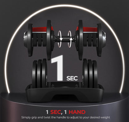 Yaheetech Adjustable Dumbbell Set 28/40/52.5/90LBS Adjustable Dumbbells Fast Adjust Dumbbell Weight Set with Anti-Slip Handle and Tray for Men/Women Home Gym Strength Training Equipment Single/Pair