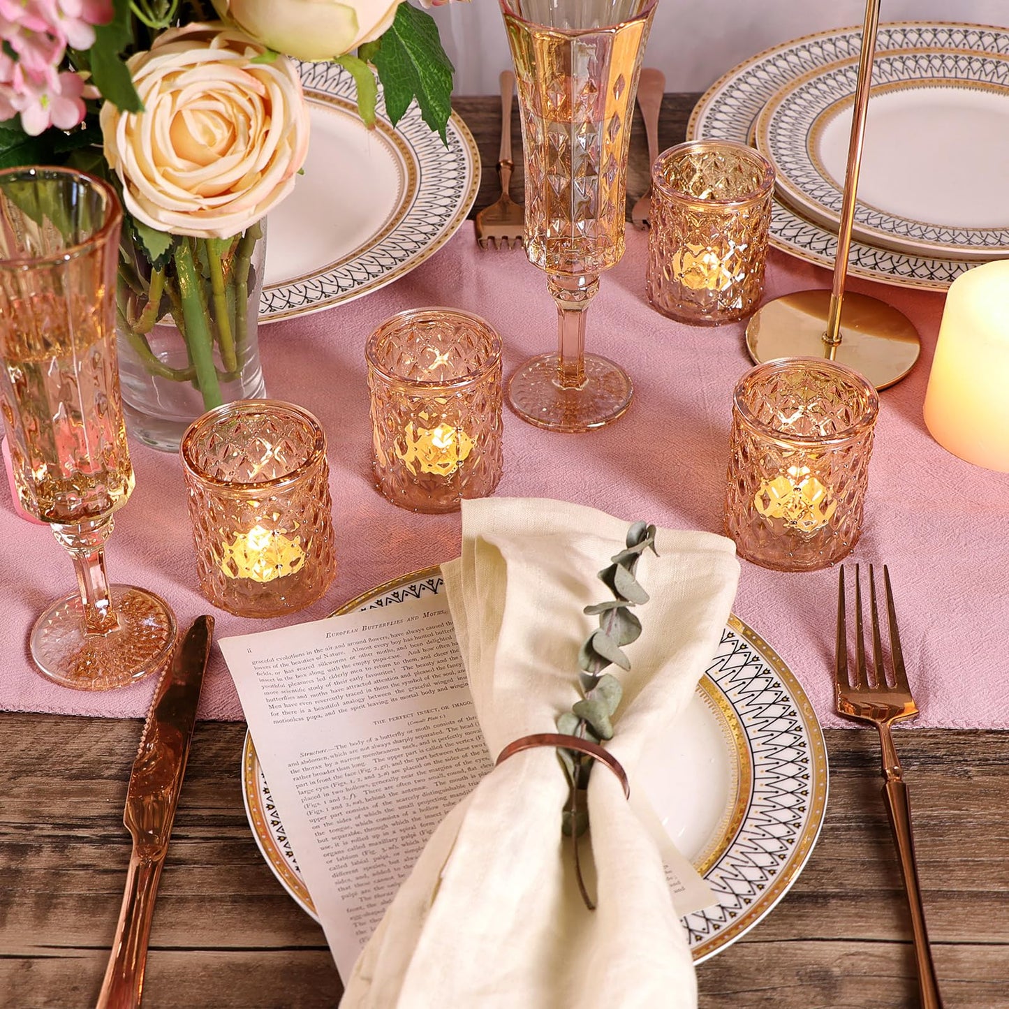 36 Pcs Gold Votive Candle Holders, Tealight Candle Holder Glass for Table Centerpieces, Gold Candle Holders for Wedding Decor, Bridal Shower & Home Parties Supplies Decor