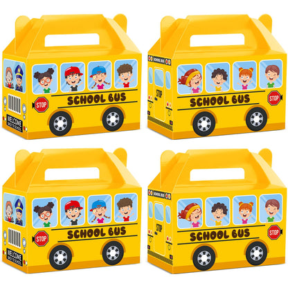 ojustbeok 24Pcs School Bus Party Treat Boxes School Bus Gift Box Party favor Yellow School Bus Goodie Gift Boxes for Kids Classroom Decorations Welcome Back to School Birthday Baby Shower Supplies