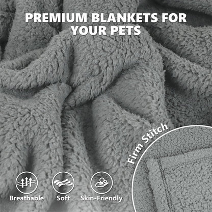 furrybaby 1 Pack 2 Puppy Blankets for Medium Dogs Super Soft Premium Sherpa Pet Calming Blankets for Cat Bed Couch Car and Indoor Washable Fleece Dog Blankets(32"x40", Grey&Grey)
