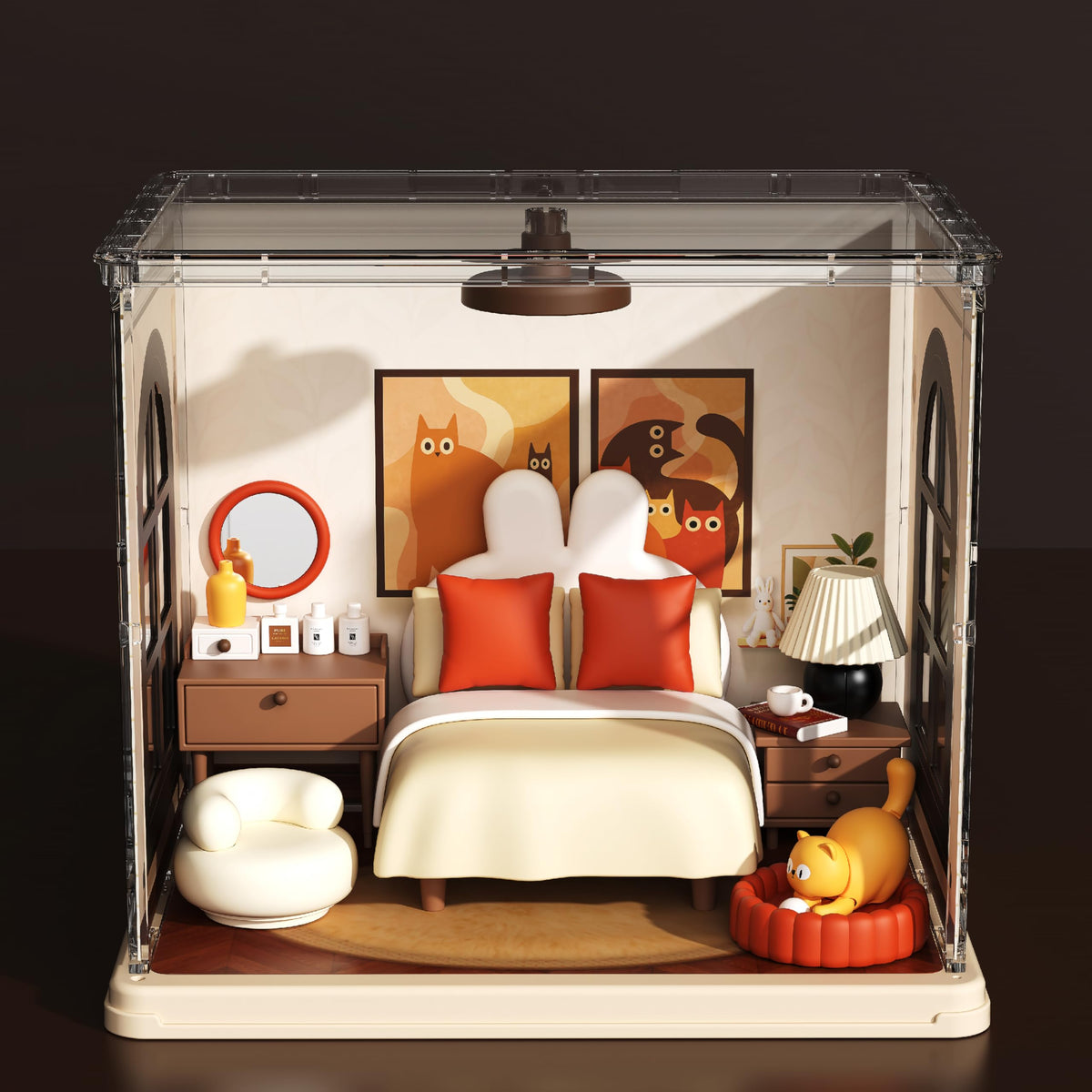Cute Bedroom DIY Miniature Dollhouse Building Toy
