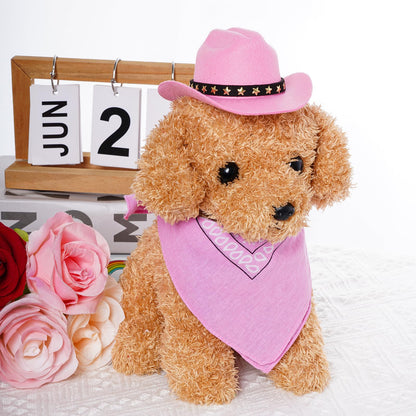 choyaxo Halloween Costumes for Dogs Cat Pet Cowboy Costume Cowboy Hat with Bandana Set for Halloween, Christmas, Holiday, Party, Cosplay (Pink, Small)
