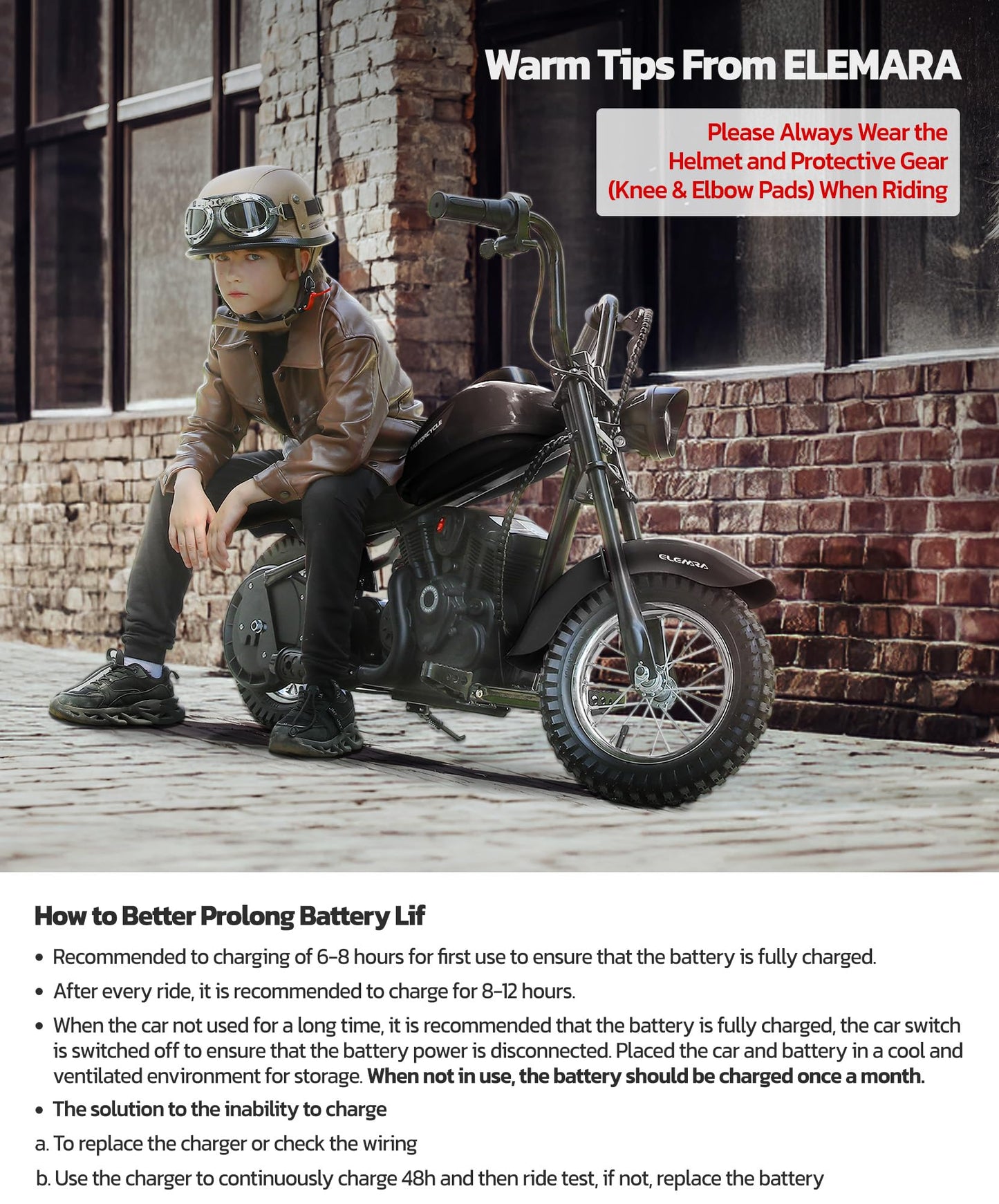 ELEMARA Electric Dirt Bike, 15 mph & 150lb Max, 24V Ride on Toy for Big Kids w/LED Lights & Power Display,Chain-Driven Motor,Twist-Grip Throttle, Shock Springs,Handbrake,12" Air-Filled Tires-Black