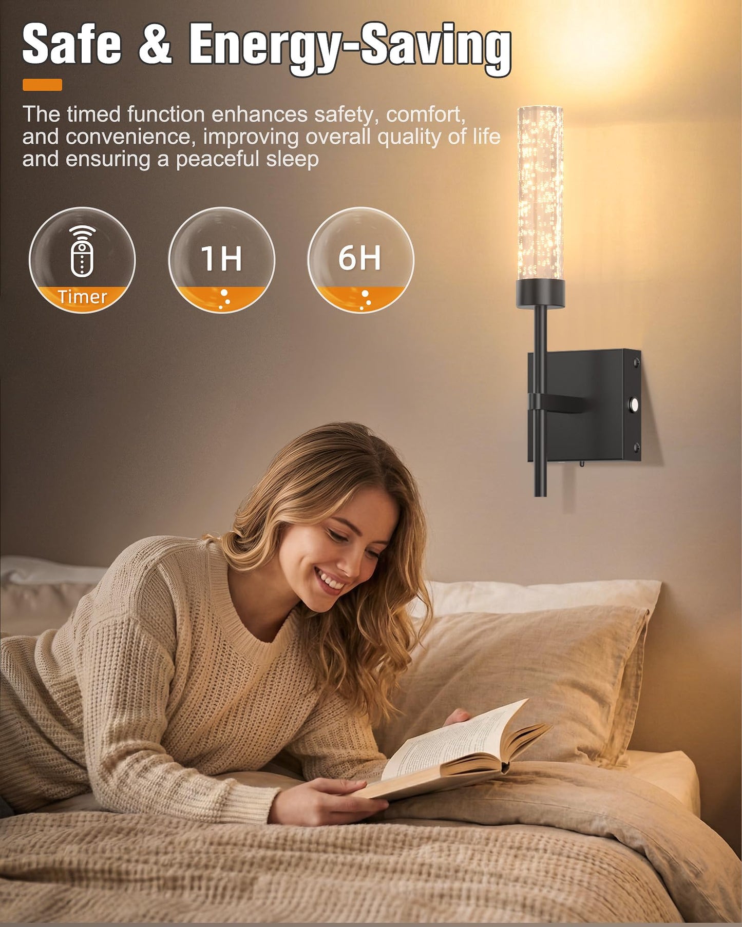 NIORSUN Crystal-Inspired Bubble Wireless Wall Sconces, 10000mAh Battery Operated Wall Sconces Set of 2, 3 Color Temps Rechargeable Wall Lights with Remote, Dimmable Wall Lamp for Living Room Bedroom
