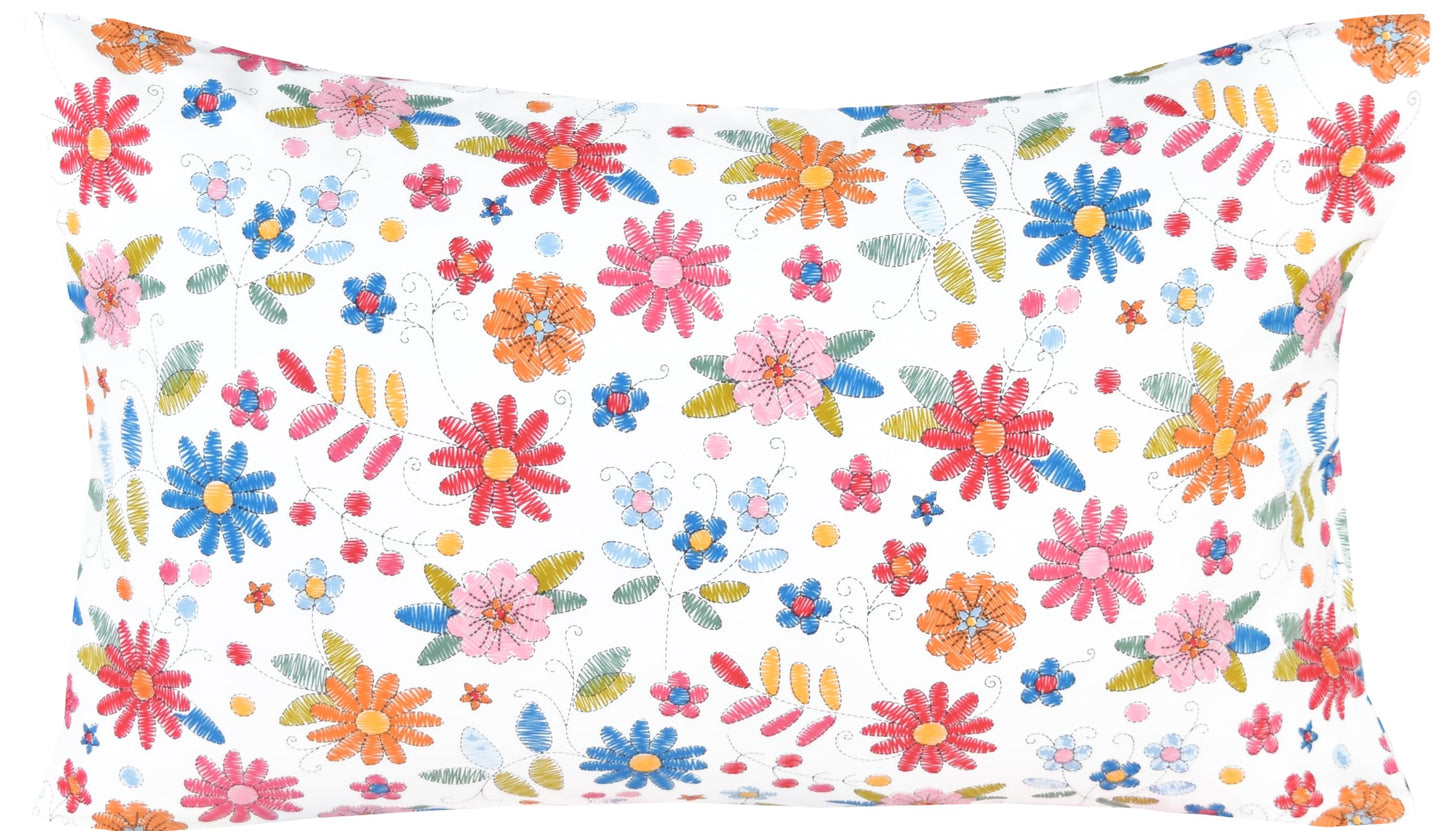 Scientific Sleep Kids Hand Sketch Flower Leaves Pastoral Garden Cute 100% Cotton 4 Pcs Full Bed Sheet Set Kids Toddler Teen, Flat Sheet & Fitted Sheet & Pillowcase Girls Bedding Set