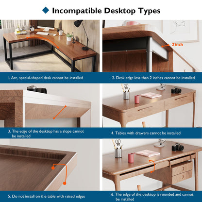 BONTEC Ergonomic Desk Extender Tray, 9.5"x9.1" Table Mount Arm Wrist Rest Shelf, 90° Foldable Elbow Support, Clamp on Computer Arm Rest for Desk, Office & Home Use, Durable & Easy to Install