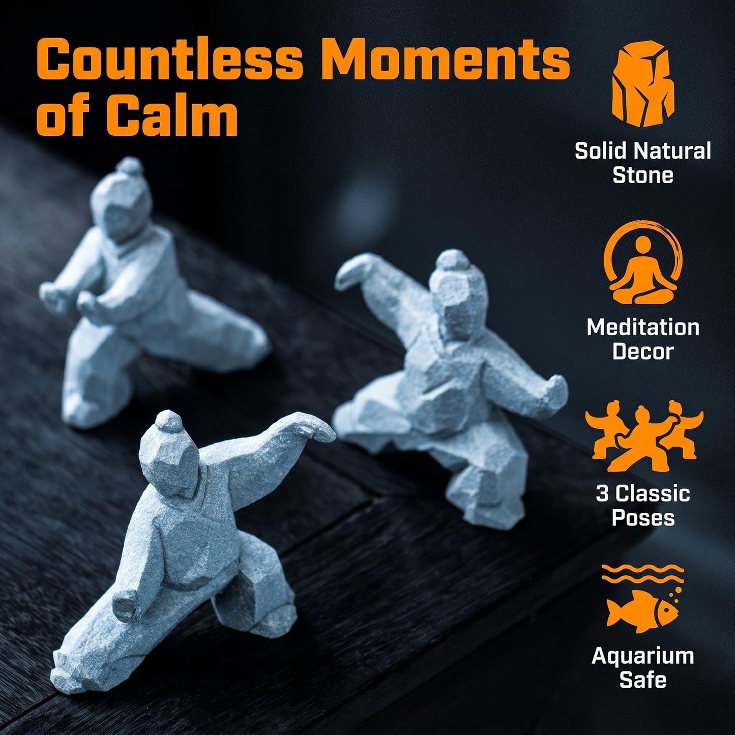 DreaMayndic Stone Statue Decor for Home: 4.3" Natural Tai Chi Yin Yang Sculpture Feng Shui Gift – Handcrafted Meditation Decoration for Desk Bookshelf Fish Tank