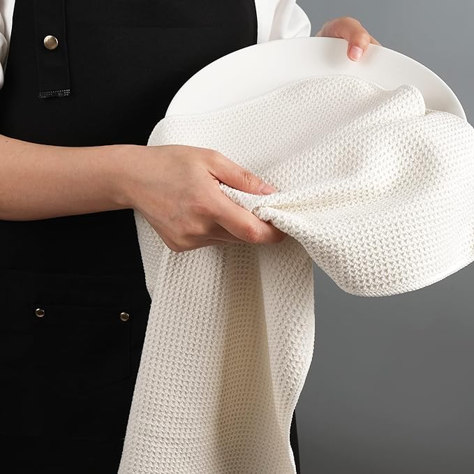 POLYTE Premium Microfiber Kitchen Dish Hand Towel Waffle Weave 12 Pack