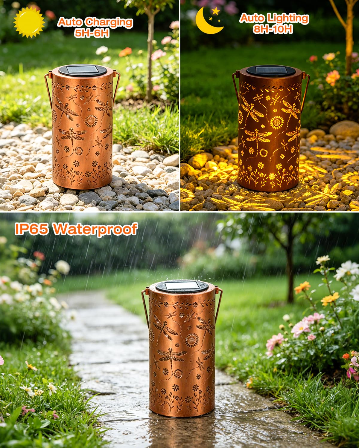 ANYTALK Birthday Gifts for Women Mom Grandma, Dragonfly Solar Lanterns Outdoor Waterproof, Hanging Solar Lights for Yard, Patio, Porch, Garden Decor
