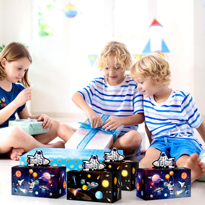 Nezyo 24 Pcs 4.8 x 2.4 x 5.2 Inches Space Party Favor Boxes Small Galaxy Gable Boxes Solar System Planet Cardboard Gift Candy Goodie Bags for Space Theme Birthday Party Supplies(Astronaut)