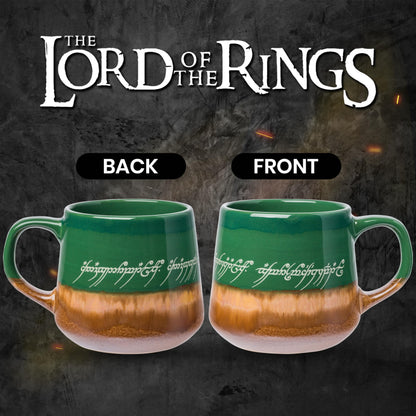 Silver Buffalo Lord of The Rings Elven Text High Gloss Reactive Glaze Tapered Pottery Mug,18 Ounces