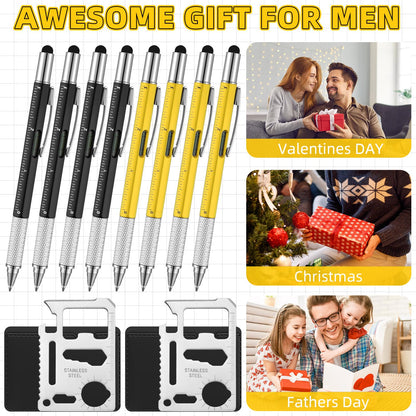 Vicenpal 40 Pcs Multitool Pens for Men Gifts 6 in 1 Screwdriver Multi Function Pens Credit Card Bulk Father's Day Multi-tool Gifts for Adult Men Dad Husband Male Coworker (Black,Yellow;silver)
