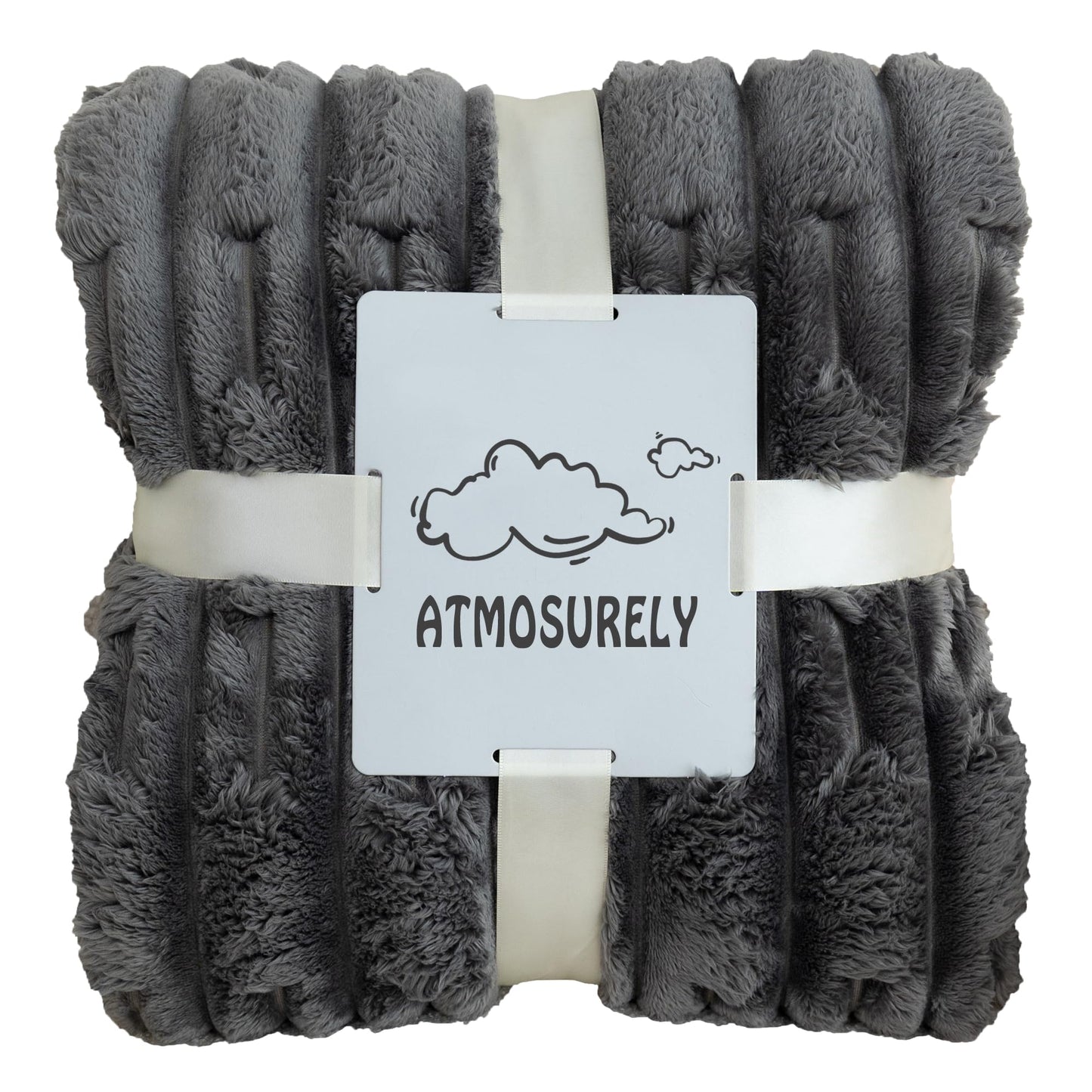 ATMOSURELY Ultra Soft Cozy Black Knot Texture Fleece Throw Blanket for Couch Lightweight Fluffy Striped Flannel Blanket All Season for Sofa Bed Camping Travel 50x60 Inches (Black, Throw)