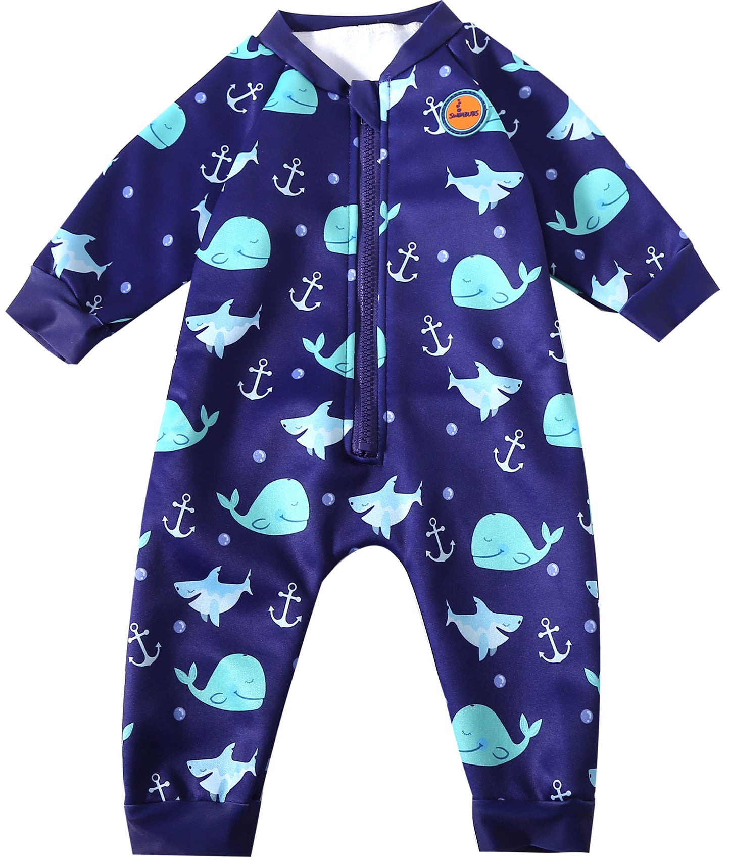 Swimbubs Baby Swimming Warm Suit Boys Fleece Lined Wetsuit Girls UV UPF50 Sun Protection Swimsuit (2-3 Years, Blue Whale)