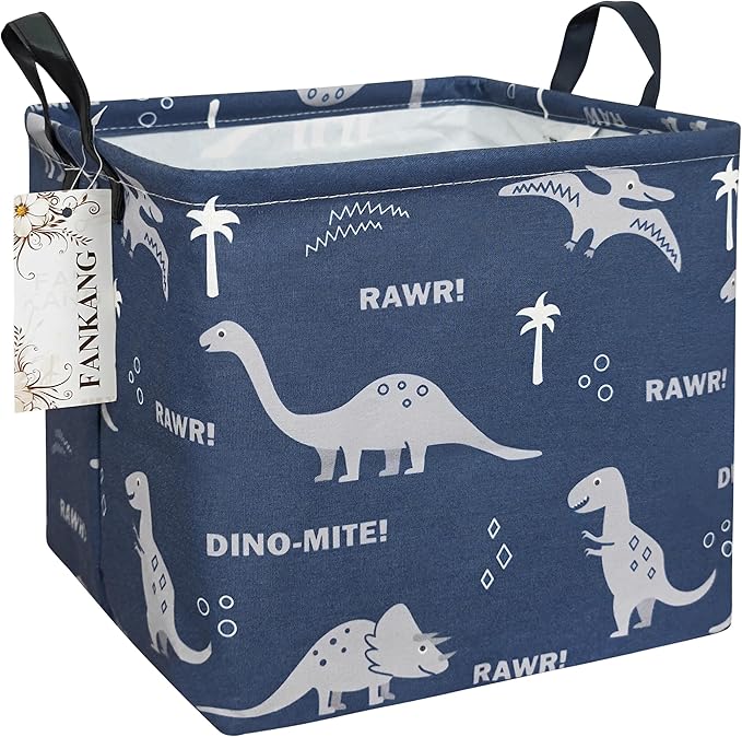 FANKANG Square Nursery Hamper Storage Bins Canvas Laundry Basket Foldable