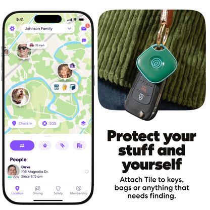Life360 Tile - Bluetooth Tracker, Keys Finder and Item Locator for Keys, Bags and More. Phone Finder. Both iOS and Android Compatible. 1-Pack (Green Surf)