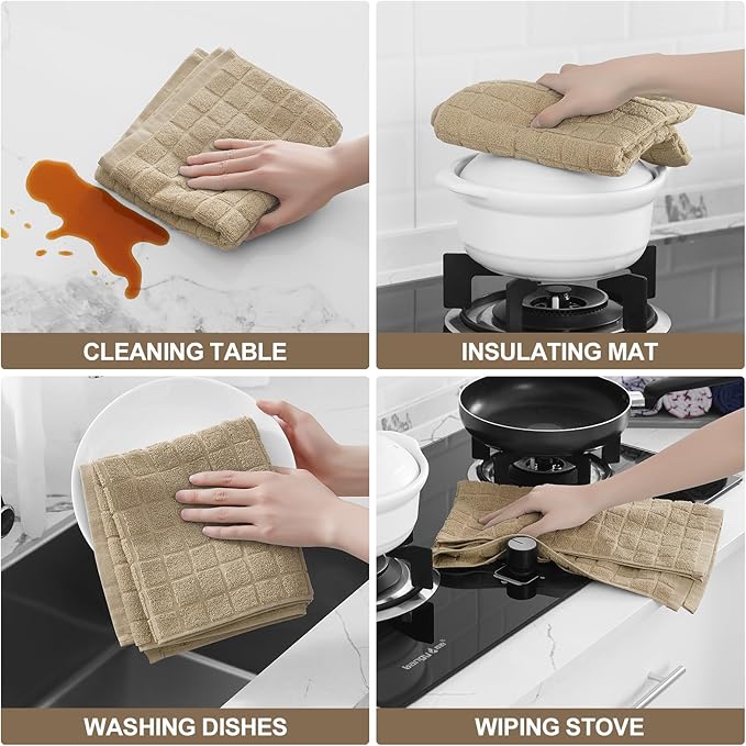 Homaxy Premium Cotton Kitchen Towels 16"x 28", Large Natural Ring Spun 390 GSM