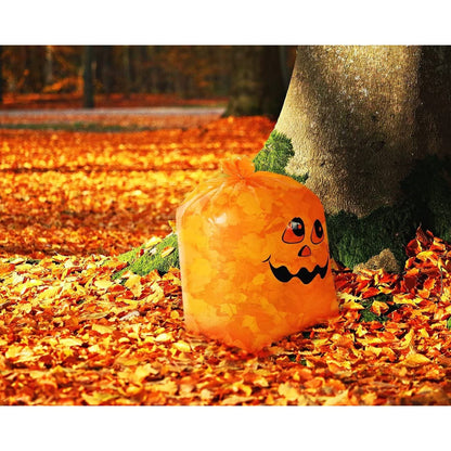 Juvale Pumpkin Yard Bags - 6-Pack Orange, 4 Small 8-Gal & 2 Medium 34-Gal - Halloween Leaf & Yard Waste Bags - Durable Decorative Sacks for Halloween Party Supplies