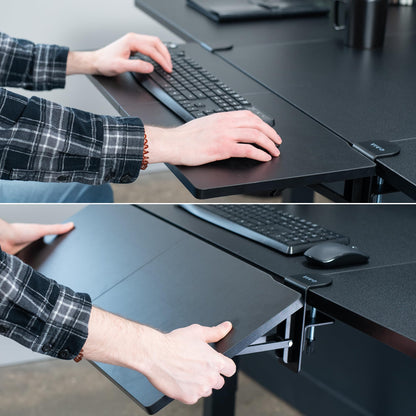 VIVO Clamp-on 6 x 9 inch (11 Including Clamps) Desk Extender, Wrist Support, Armrest Tray, Table Mount for Sit Stand Desks, Black, DESK-EXT09