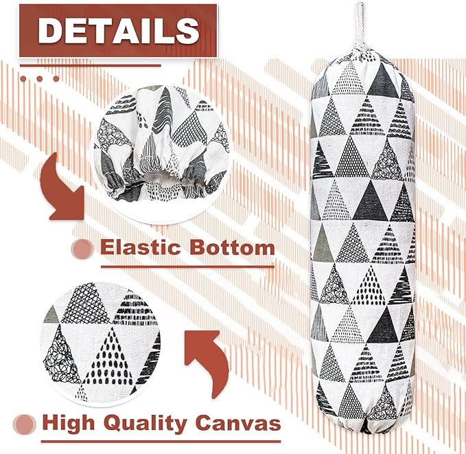 Plastic Bag Holder, Wall Mount Plastic Bag Organizer, Washable Large Grocery