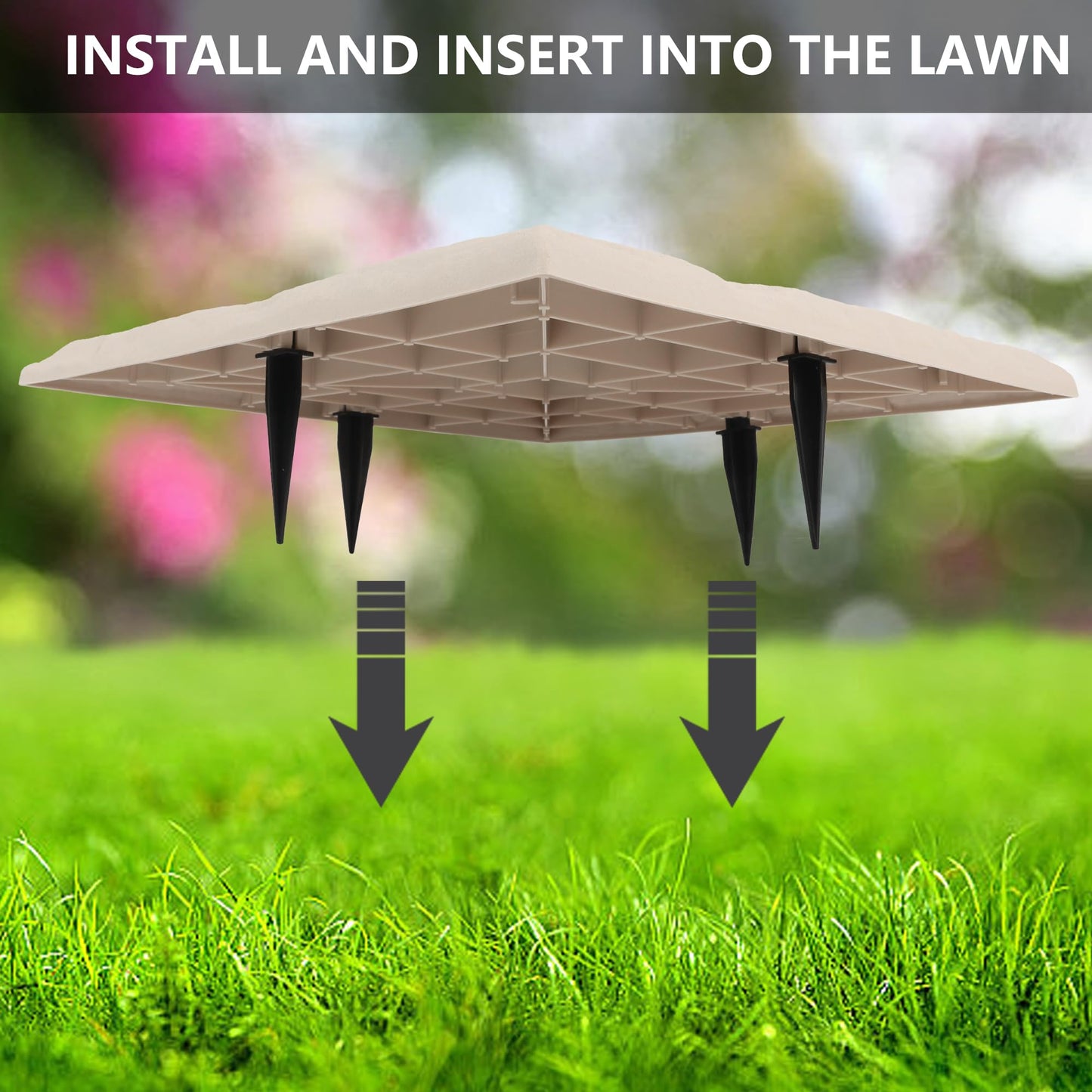 MARCHROSE 4Pcs Large Stepping Stones Outdoor Garden Walkway, Durable Plastic Pavers for Patio, Pathway, and Landscaping, Weatherproof Stepping Stones with Ground Stakes for Easy Installation