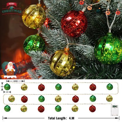 iShabao Battery Operated Christmas Light 13.5ft 20 LED with Timer & 8 Modes Waterproof Christmas Ball Ornaments String Lights for Xmas Tree Wreath Bush Party Home Garden Indoor Decor