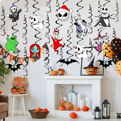 36PCS Halloween Christmas Hanging Swirls Decorations - NO DIY - Halloween Christmas Hanging Streamers for Classroom Ceiling Office Indoor Outdoor Halloween Birthday Party Decorations Supplies