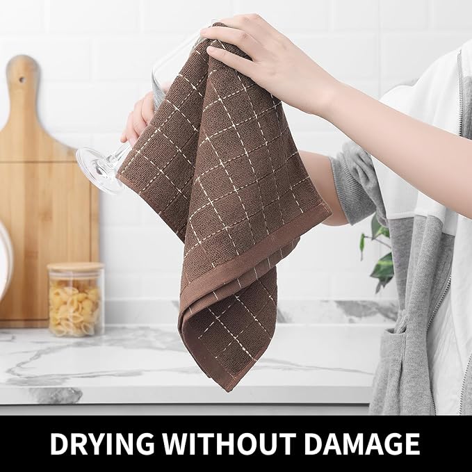 Homaxy 100% Cotton Terry Kitchen Towels, Checkered Designed, Soft and Super