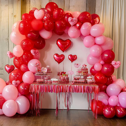 RUBFAC 135pcs Red Balloons Different Sizes 18 12 10 5 Inch for Garland Arch, Latex Christmas Balloon for Birthday Party Wedding Decorations