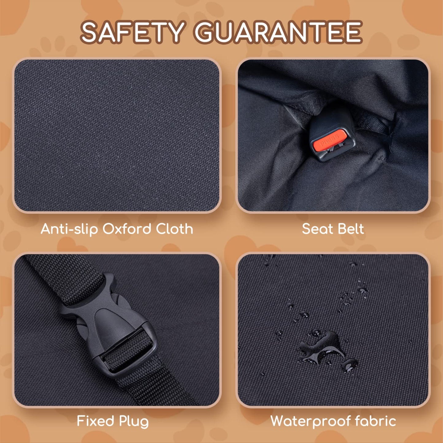 Nobleza Dog Car Seat Cover, No-Skirt Design Nonslip Car Seat Cover for Dogs, Durable Scratch Proof Car Boot Liner Protector, Dog Seat Covers for Universal Cars Back Seats, 140 * 110CM, Black