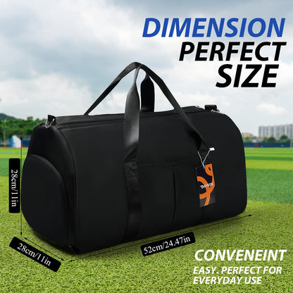 DAYGOS Gym Sports Duffle Bag for Men - Waterproof Travel Duffel Holdall Bag with Wet Pocket and Shoes Compartment, 40L Carry on Overnight Weekend for Women(Black)