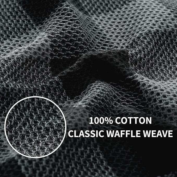Homaxy 100% Cotton Waffle Weave Check Plaid Dish Cloths, 12 x 12 Inches