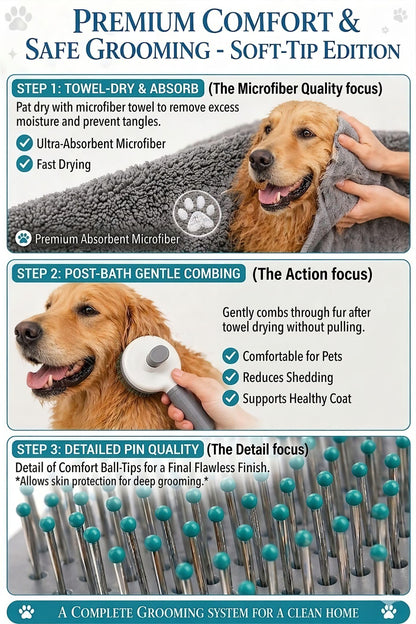 Ultimate 3-in-1 Dog Paw Cleaning Kit - Portable Silicone Paw Washer, XL Microfiber Towel & Self-Cleaning Grooming Brush - Complete Set for Small & Medium Pets
