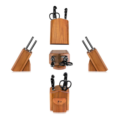 Cangshan V2 Series 1022520 German Steel Forged 5-Piece Starter Knife Block Set, Acacia