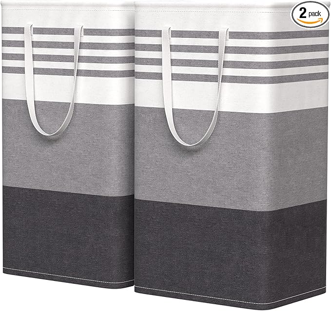 WOWBOX 2 Pack Laundry Hampers Baskets, Freestanding Dirty Clothes Hampers
