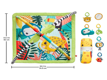 Fisher-Price 3-In-1 Rainforest Sensory Gym & Baby Play Mat | Baby Play Gym Mat for Newborn to Toddler with Light Up Musical Sloth, Toys and Comfy Jungle Gym Playmat Toys | Playmats & Floor Gyms, HJW08