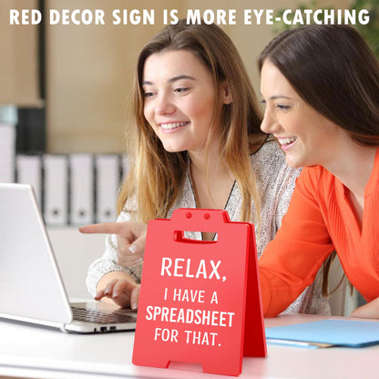 Funny Office Desk Decor for Women, Office Gag Gifts for Coworker Employee Colleague Boss Lady Secretary Accountant, Bosses Day Gifts for Women, Funny White Elephant Gift, Cubicle Accessories Red Sign