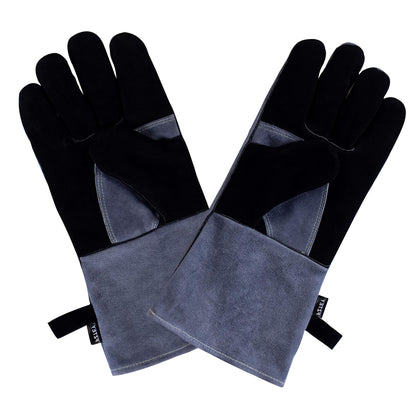 FZTEY Wleding Oven, BBQ Golves, Cut&Heat&Fire Resistant Leather Thorn Proof Thickening Gaunlets with Kevlar Stitching, Hot Thermal Work Safety Protective Gloves for Men&Women (Grey 16 inc 40CM)