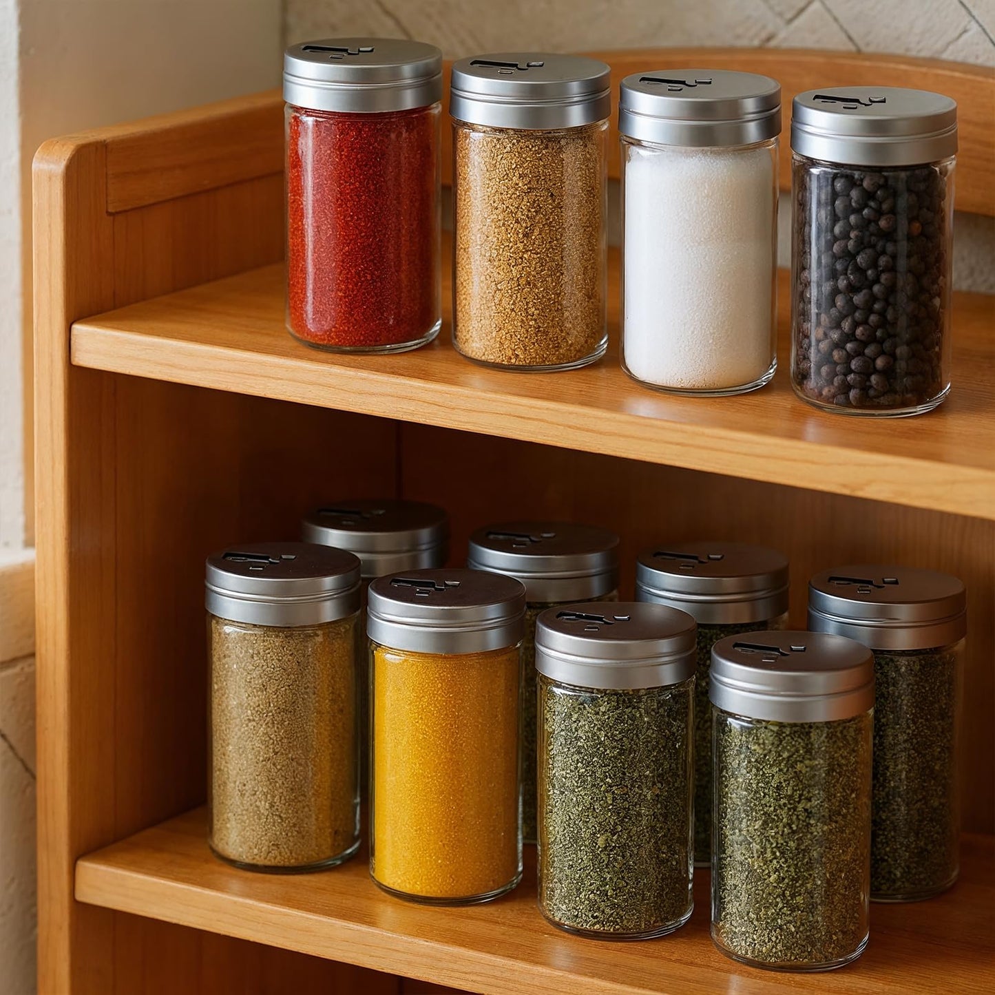 12-Pack 4 oz Salt and Pepper Shakers with Adjustable Pour Holes – Glass Spice Jars with Stainless Steel Lids – Clear Seasoning Containers for Kitchen, Dining, and Camping (1.85” x 3.94”)