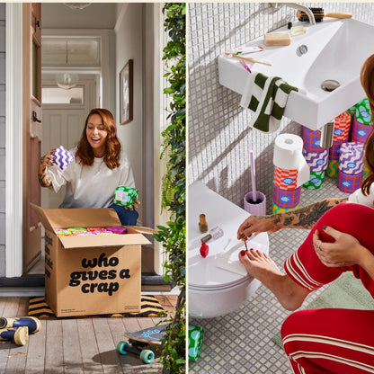 Who Gives A Crap – 100% Recycled, Twice as Long, Sustainable Toilet Roll, Box of 48 (3-Ply, 400 Sheets) - Soft, Strong, Sustainable
