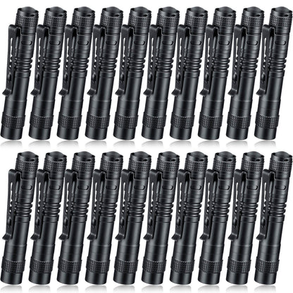 Hortsun 20 Pcs Mini Pen Light Flashlights Father Day Gifts for Men Pocket Flashlights Pen with Clip Small LED Handheld Slim Torches Without Battery(3.54 Inch,Black)